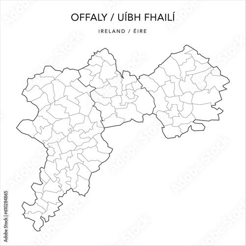Vector Map of County Offaly (Countae Uíbh Fhaili) with the Administrative Borders of County, Districts, Local Electoral Areas and Electoral Divisions from 2018 to 2023 - Republic of Ireland photo
