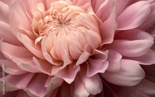 Close-up of pink delicate peony petal details, peony background