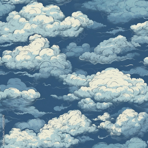 Blue clouds in the sky texture in    style, seamless texture