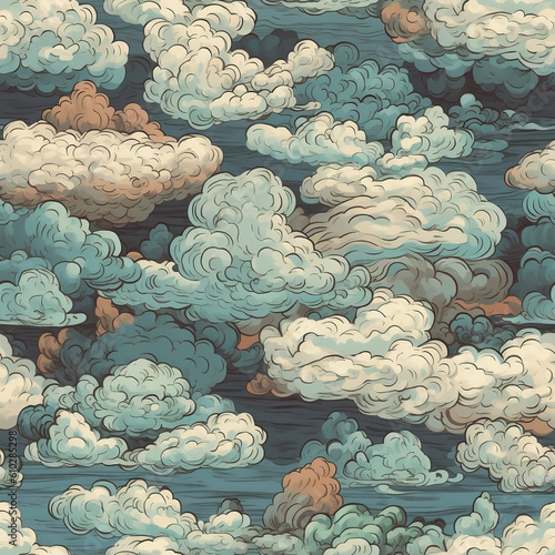 Blue clouds in the sky texture in    style, seamless texture