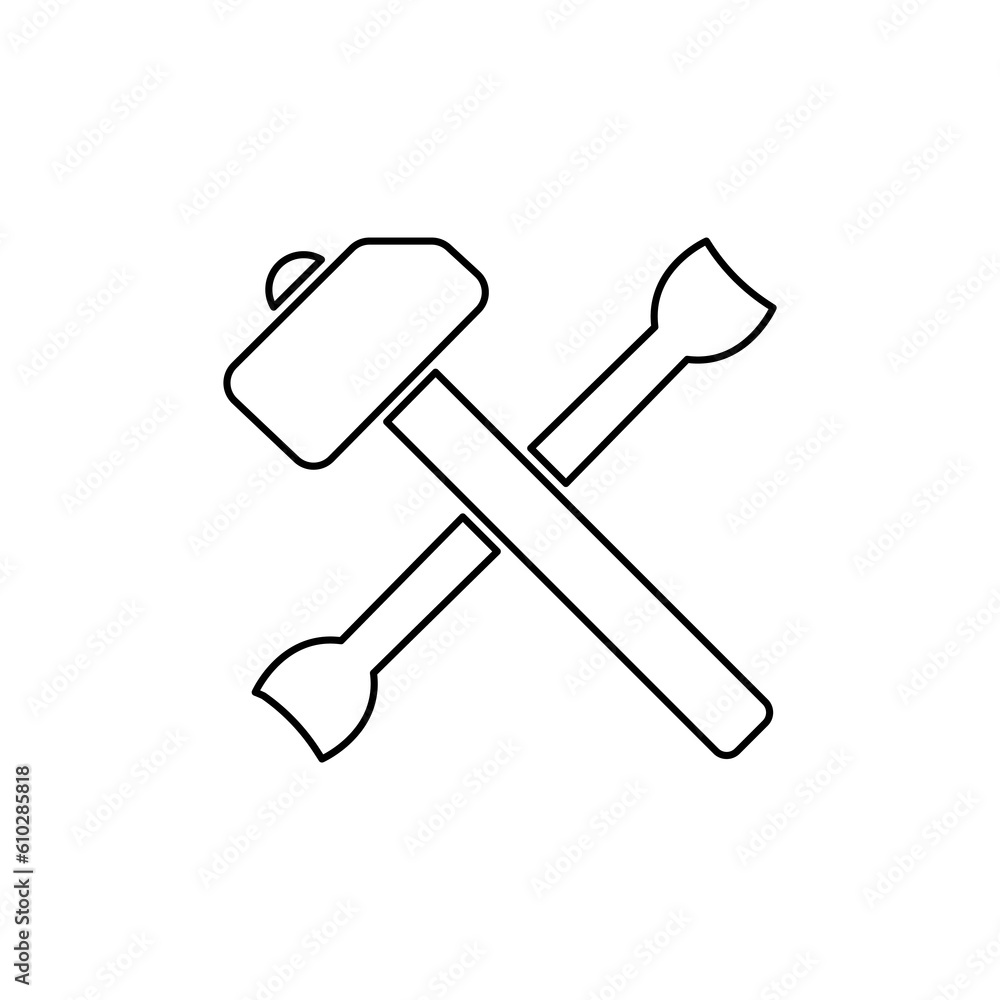 hammer and wrench icon, on a white background, vector illustration hammer and wrench icon, on a white background, vector illustration