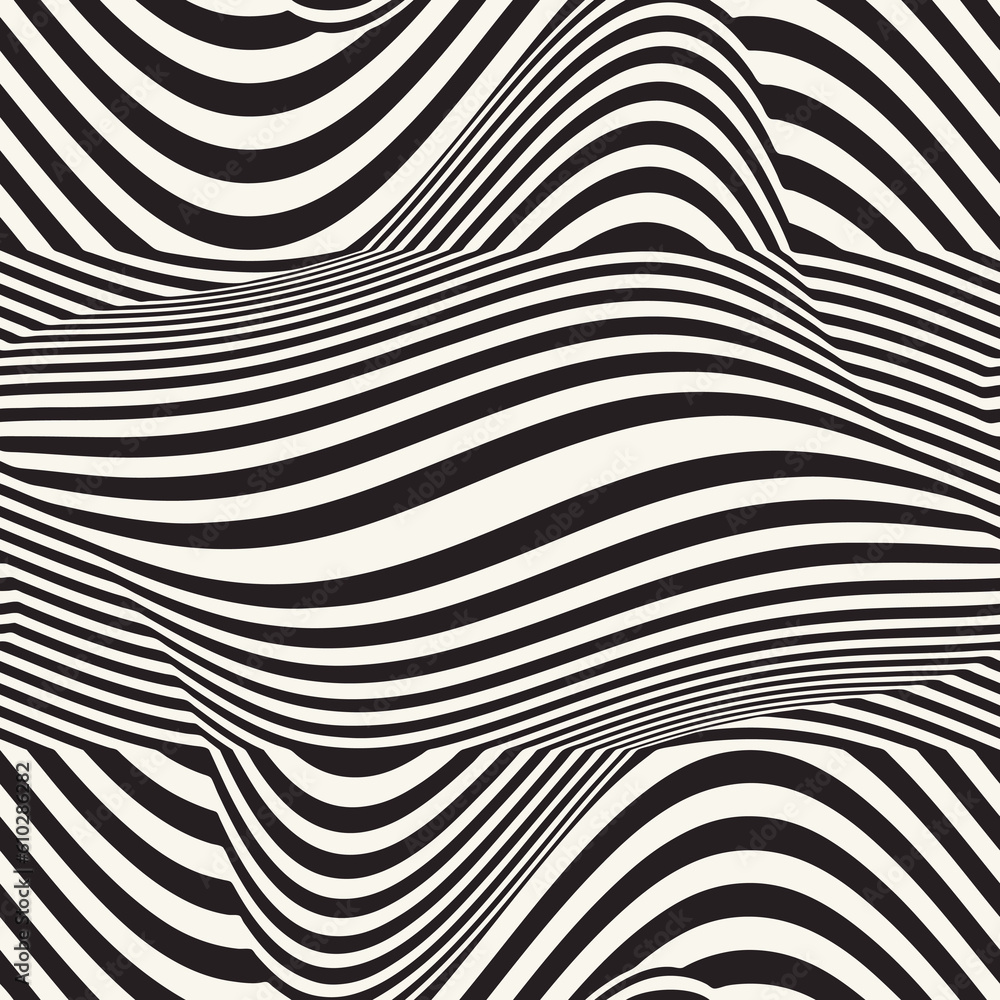 Monochrome Distortion Waves Textured Pattern