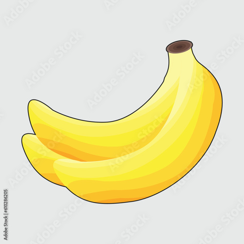 Cartoon bananas. yellow fruit and bunch of bananas. Tropical fruits, Isolated vector illustration icon