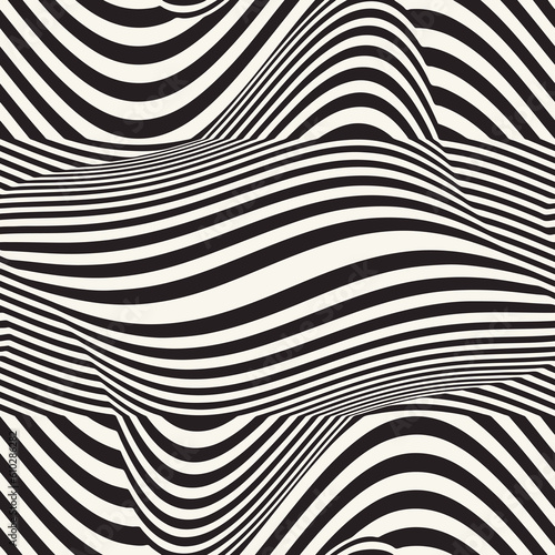 Monochrome Distortion Waves Textured Pattern © cepera