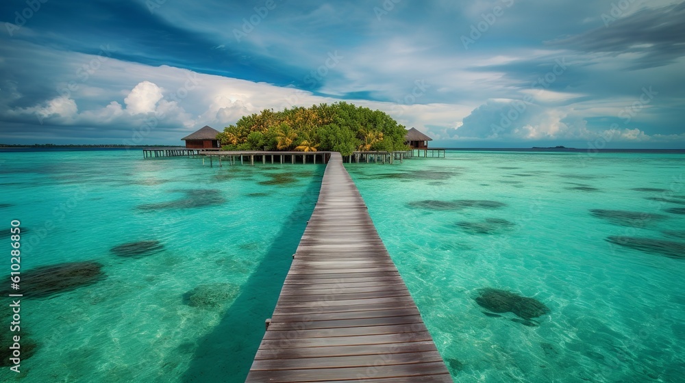Tropical island in the maldives, Generative AI