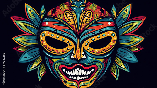 Mexican Lucha Libre wrestling mask. Vector illustration for t-shirt or tattoo. Generative AI.