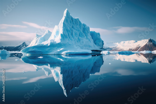 Icebergs on the sea surface.