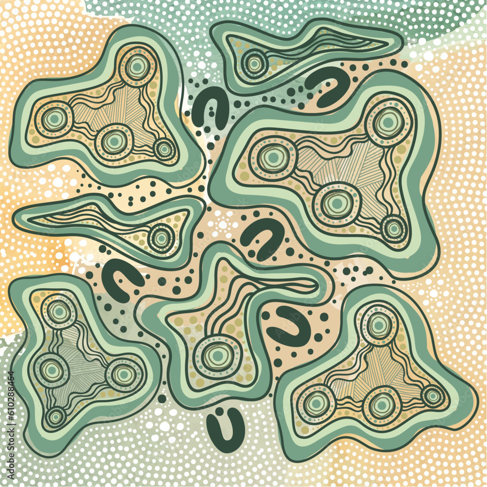 Obraz premium A vector background that showcases Aboriginal dot art design