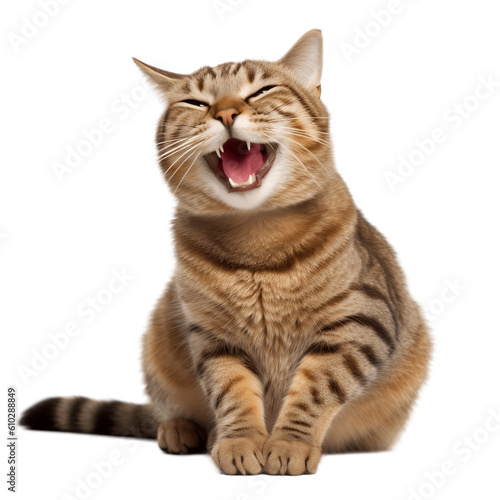 Happy cat smiling, no background/transparent background