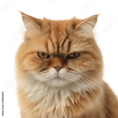 Portrait of an angry cat staring, no background/transparent background photo