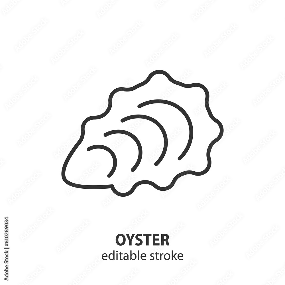 Oyster line icon. Sea food outline vector symbol. Editable stroke. Oyster line icon. Sea food outline vector symbol. Editable stroke.