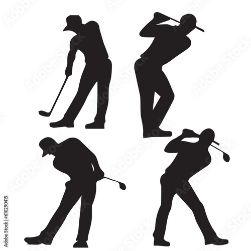 A Set of group Hokey Player Vector silhouette