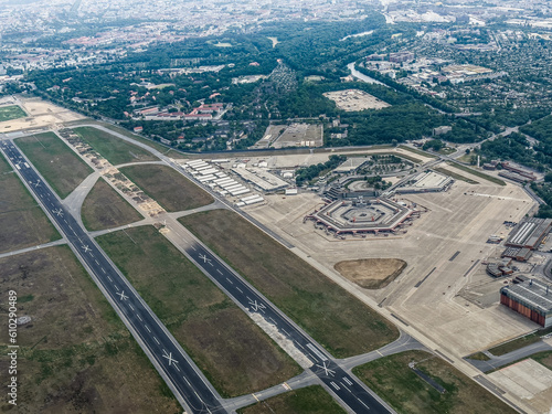 Fotografie Berlin, Germany - Juni 2023, aerial view of areal of former Berlin Tegel Airport