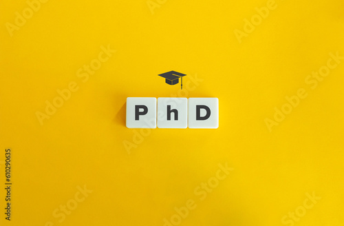 PhD (Doctor of Philosophy) Banner and Concept Image. photo