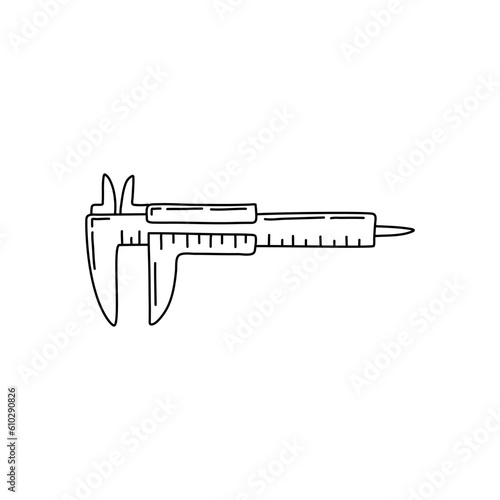 vernier caliper in doodle style. Isolated vector