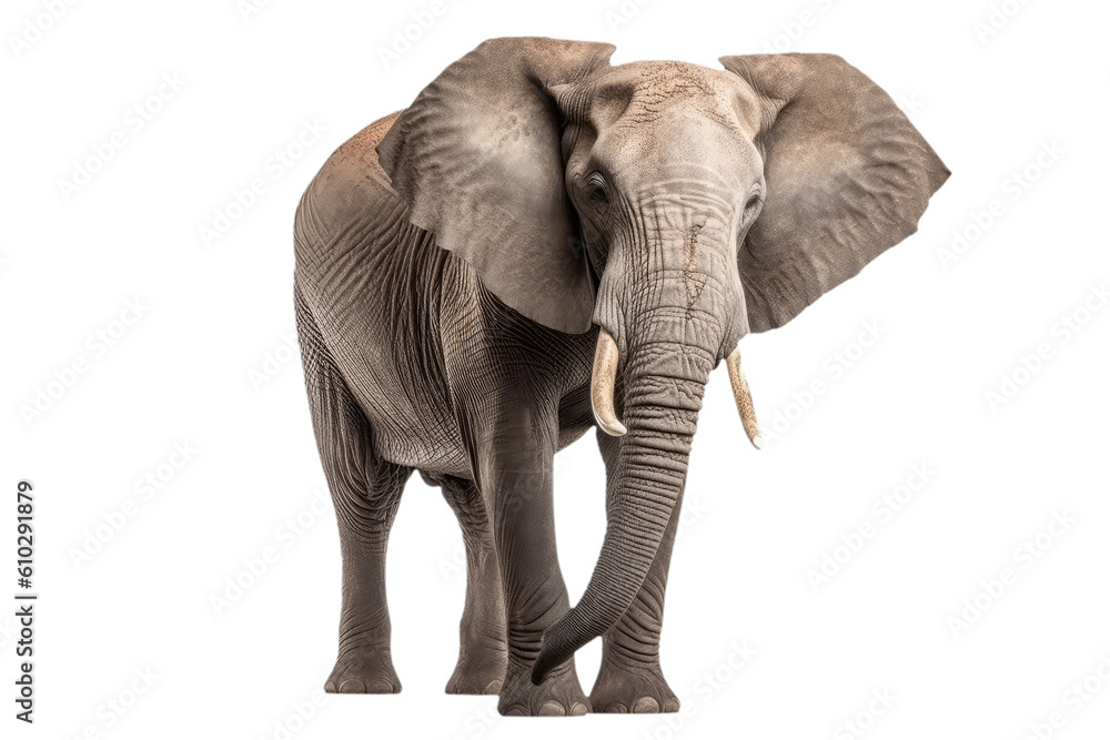 African Elephant On Isolated Transparent Background, Png. Generative AI