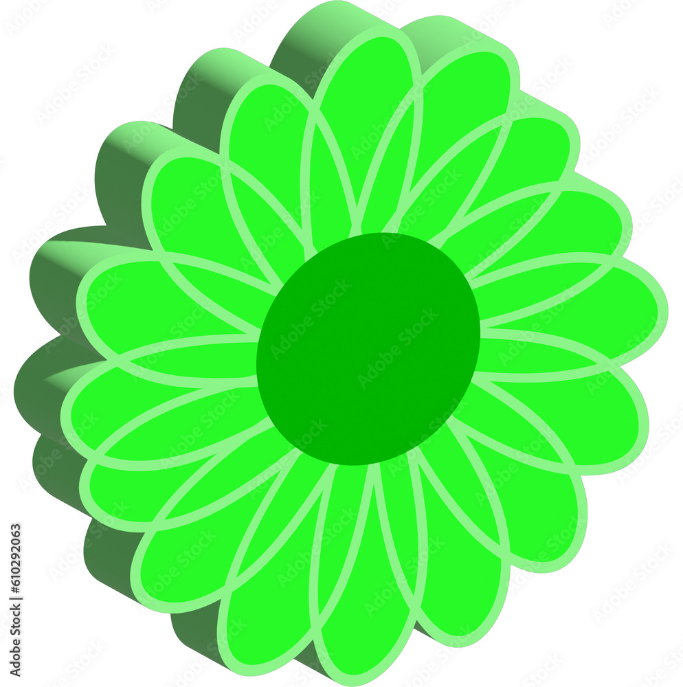 3D Green groovy flower 3D Green groovy flower