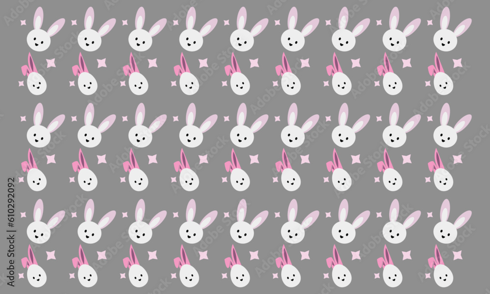 Rabbit Bunny print seamless texture pattern vector illustration - obrazy, fototapety, plakaty 
