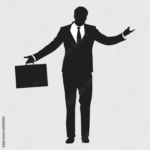 business symbol man holding a briefcase silhouette Fototapet