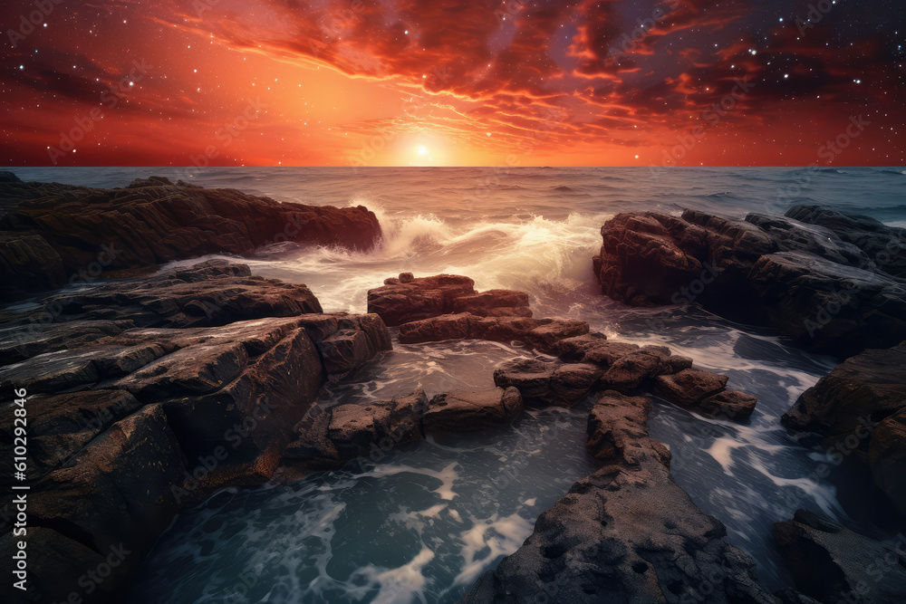 Obraz premium The sea view under the sunset.