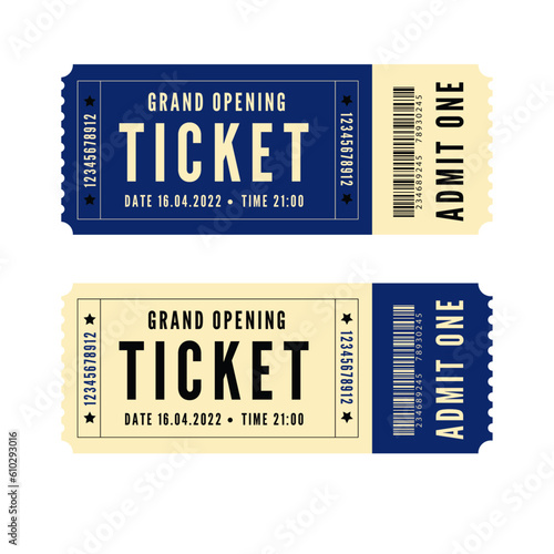 Retro simple tickets for events, theater, circus and cinema	
