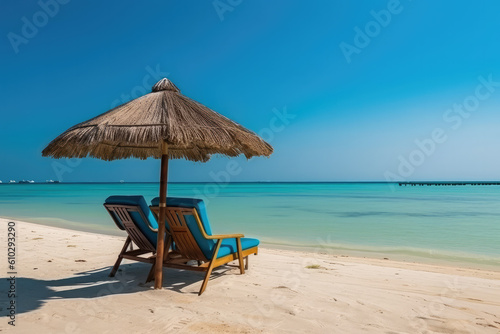A beach chair by the tropical seaside.
