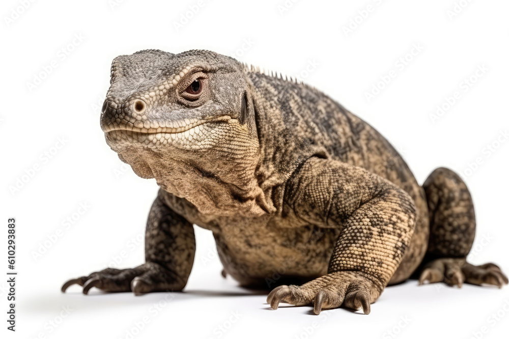 Komodo Dragon On White Background. Generative AI Komodo Dragon On White Background. Generative AI
