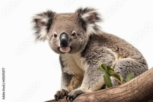 Koala On White Background. Generative AI