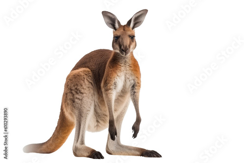 Kangaroo On White Background On An Isolated Transparent Background. Generative AI
