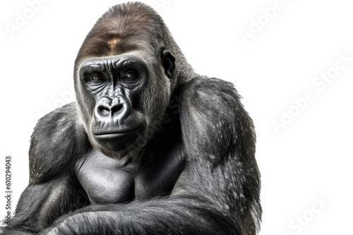 Gorilla On White Background. Generative AI