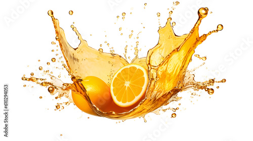 Citrus Burst: Energetic Splash of Orange Juice. Generative AI