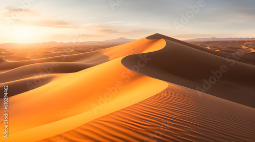  Desert Sunset   A desert landscape at sunset  with sand dunes bathed in a warm  golden light and a sky filled with vibrant hues.