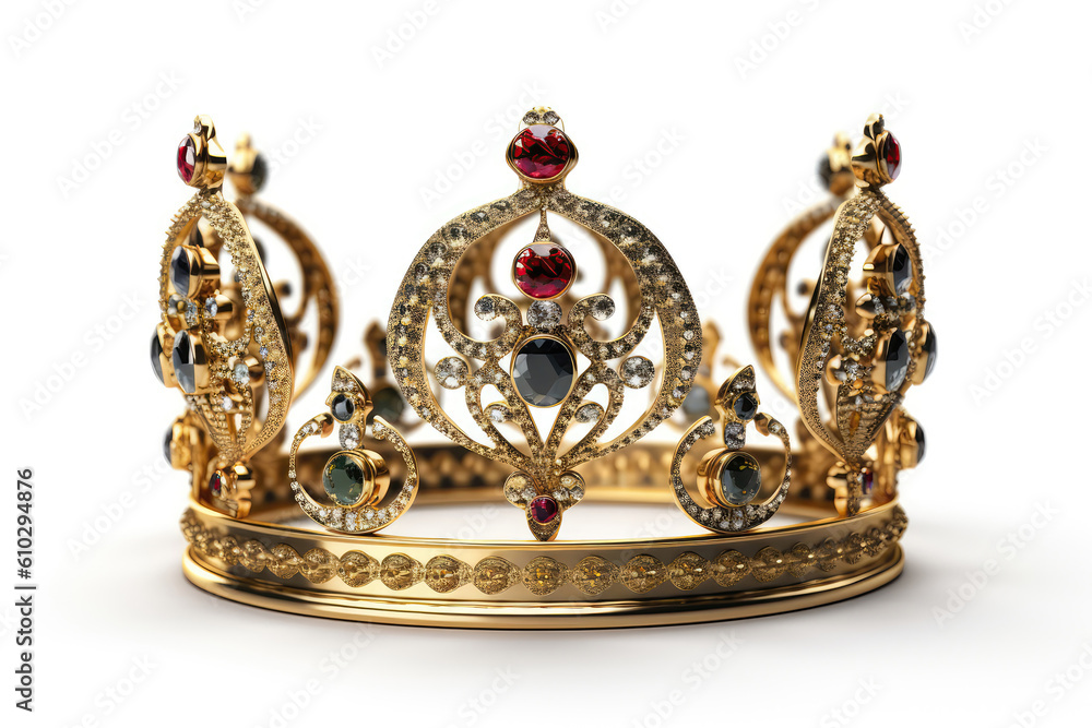 Royal Crown On White Background. Generative AI Royal Crown On White Background. Generative AI