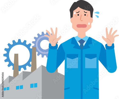 焦る工場経営者