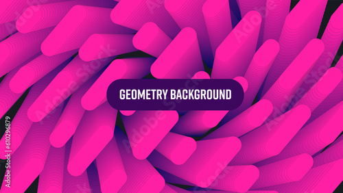 Vector illustration oval linear shape blend 3d, abstract pink, black geometric background.