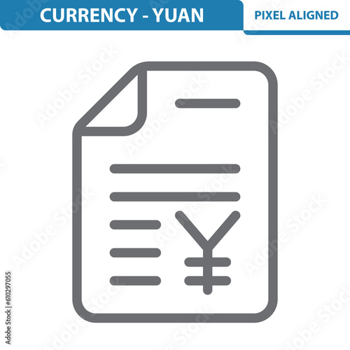 Currency, Yuan, Yen Icon. Contract, Tax Form, Document