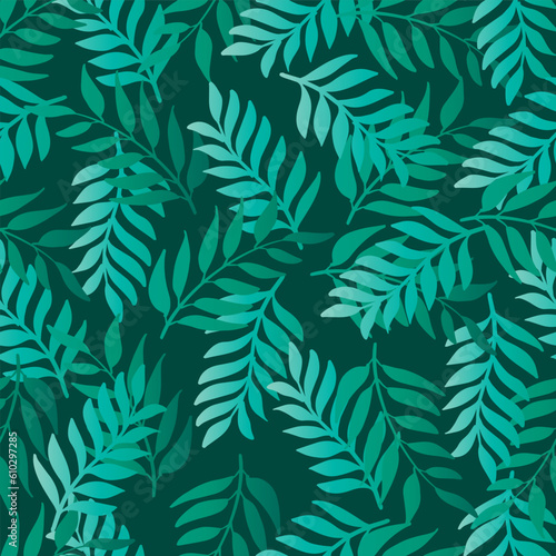 Seamless pattern doodle leaves background.