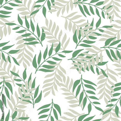 Seamless pattern doodle leaves background.