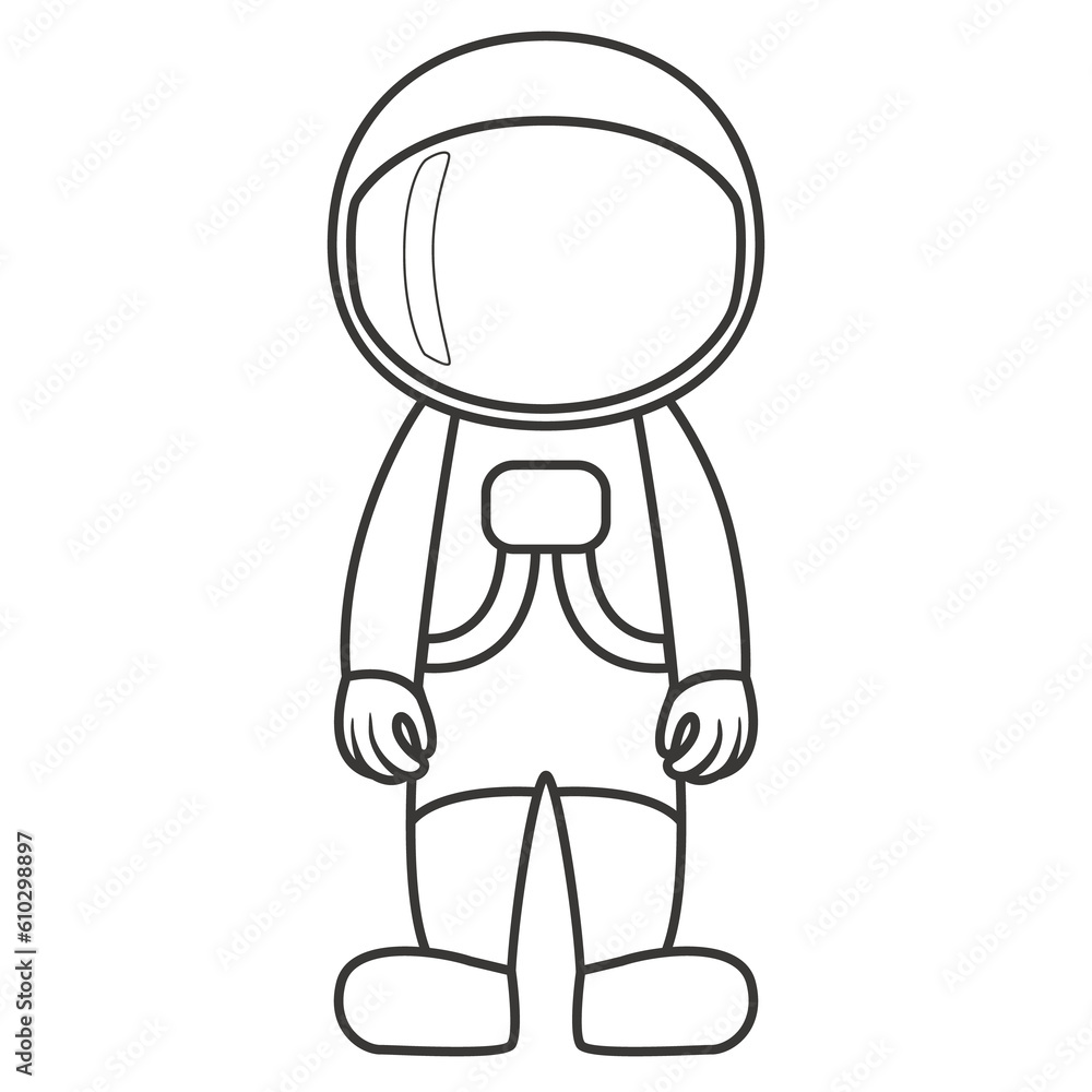 Standing astronaut. Illustration on transparent background