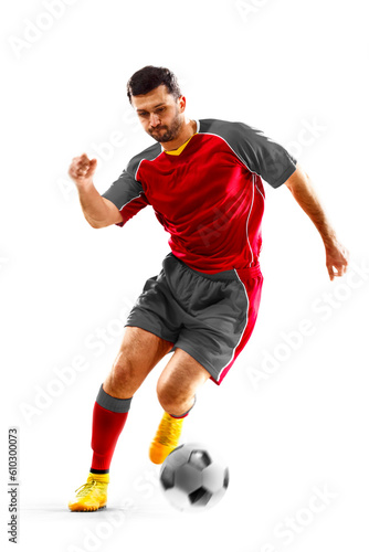 football soccer player in action isolated white background