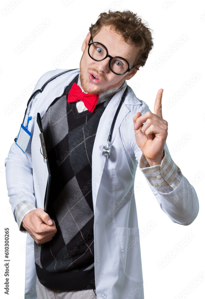 Funny male doctor in glasses with a stethoscope Funny male doctor in glasses with a stethoscope