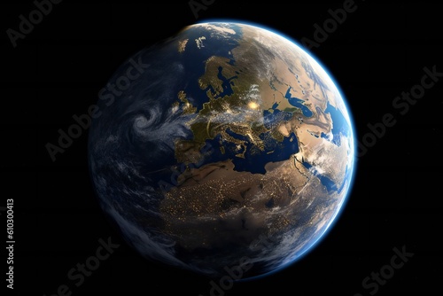Fototapeta Naklejka Na Ścianę i Meble -  Very detailed planet earth globe in space Generative AI
