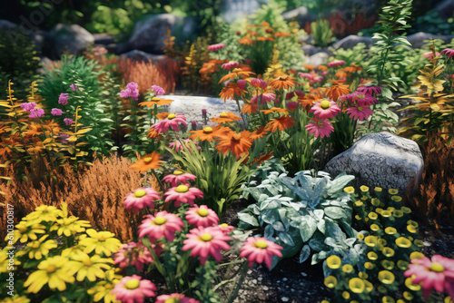 Summer Garden Treasures: Floral Beauty, Serene Landscapes, and Lush Greenery Await in Your Backyard Oasis Plant Nature Vegetables Outdoors Grill, Red Roses, Orchid, Peony, Florist, Grass Generative AI