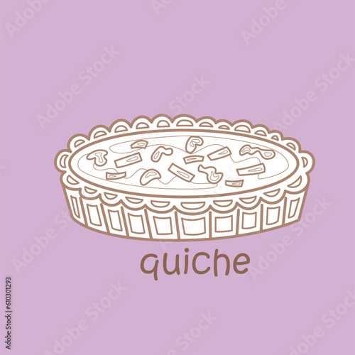 Alphabet Q For Quiche Vocabulary School Lesson Reading Writing Digital Stamp Outline