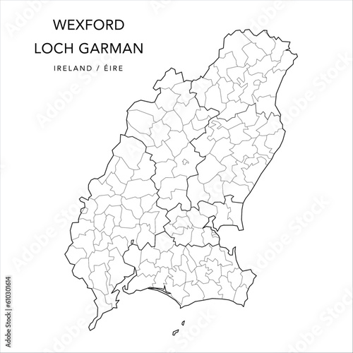 Vector Map of County Wexford (Contae Loch Garman) with the Administrative Borders of County, Districts, Local Electoral Areas and Electoral Divisions from 2018 to 2023 - Republic of Ireland
