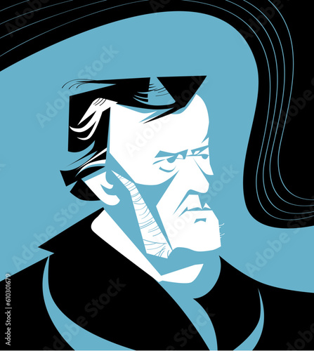 vector portrait of Richard Wagner, German composer