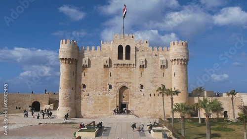 Facade of the Citadel of Qaitbay Building in Alexandria, Egypt