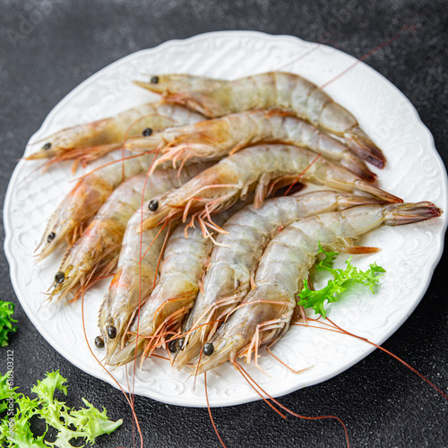 shrimp raw gambas fresh seafood prawn meal food snack on the table copy space food background rustic top view