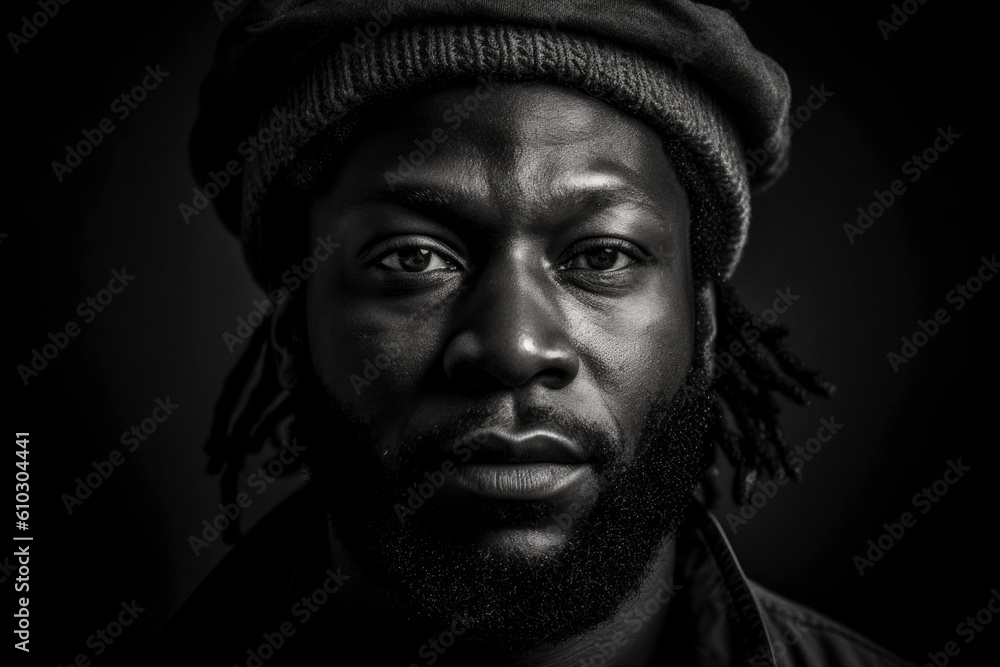 Black and white portrait of 35 year old man. Generative AI Black and white portrait of 35 year old man. Generative AI
