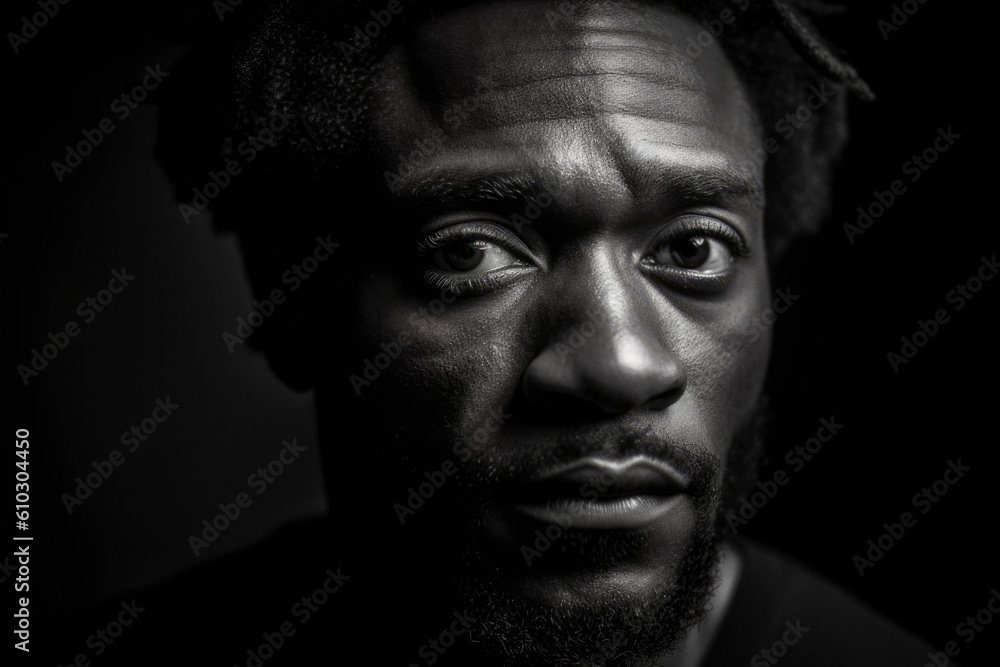 Black and white portrait of 35 year old man. Generative AI Black and white portrait of 35 year old man. Generative AI
